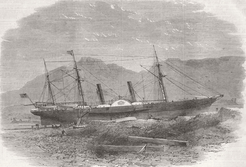 SOUTH AFRICA. Coonanbara, slipway, Table Bay 1863 old antique print picture